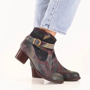 L’Artiste by Spring Step Shazzam Retro Multi-Color Bootie Boots Size 40 US 9